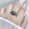 925 Sterling Silver Enamel Red Ruyi Lock Ring Handmade Hollowed Filigree Craftsmanship Retro Ethnic Style Ring Silver Jewelry