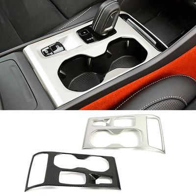 Para Volvo XC40 2019-2024 Console Central Painel da Alavanca de Câmbio AT Porta-Copos Estrutura Cobertura Acabamento Cor Prata Fibra de Carbono