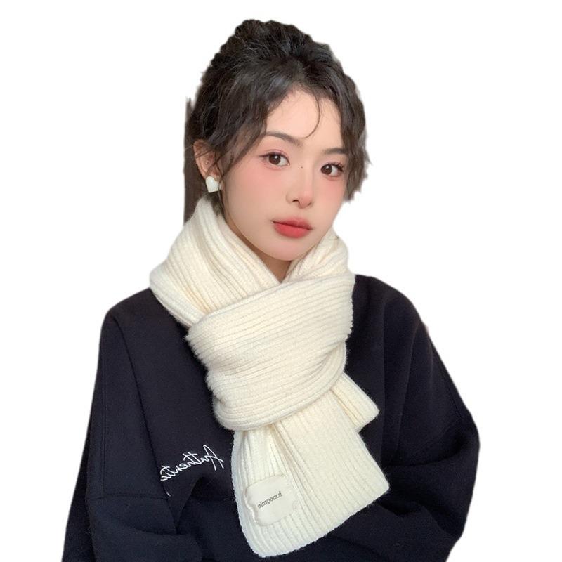 New red knitted scarf men's and women's winter Christmas student couple versatile thickened wool scarf