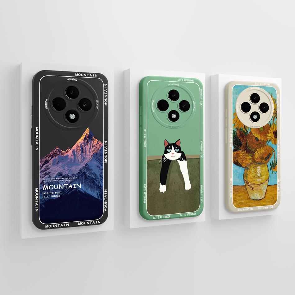 For Oppo Reno 12F Case Artistic Style Full Coverage Anti Drop Funda For Oppo Reno12 F 4G 5G Soft Liquid Phone Back Covers Coque