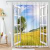 Waterfall Shower Curtain Natural Landscape Outside Window Scenery Forest Flowing Stream Bathroom Decor Polyester Bath Curtains