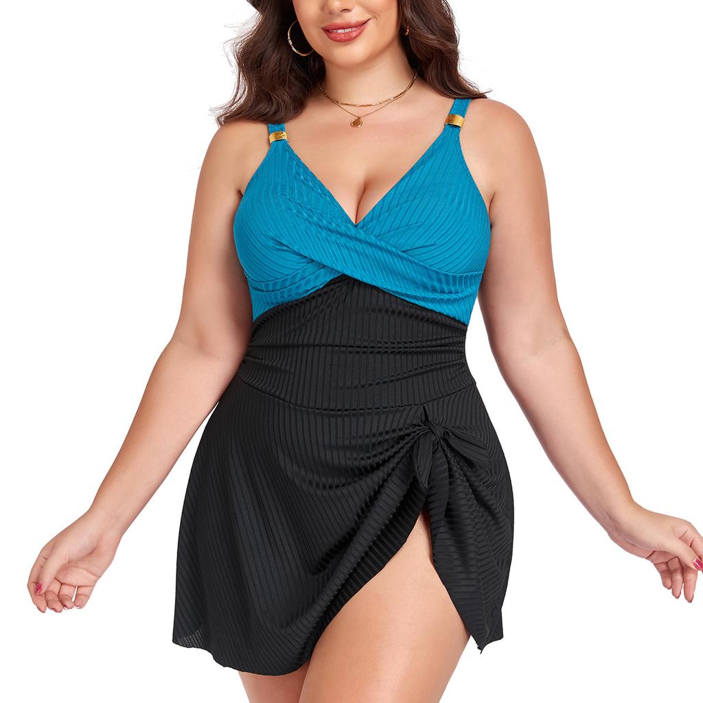 New Arrivals: Western-Style Plus-Size Swimwear — Women's One-Piece Swimsuit (Bikini Style) with Body-Flattering, Slimming Coverage