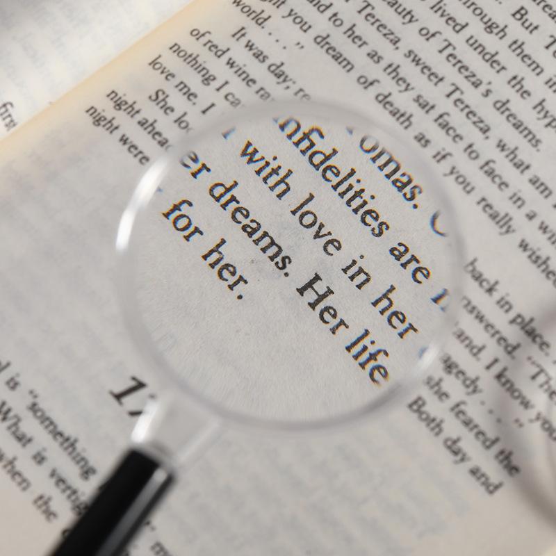 

50Mm Pen Hook Handle Acrylic Transparent Benzene Lens for Children s Handheld High-Definition Magnifying Glass 45mm чорний