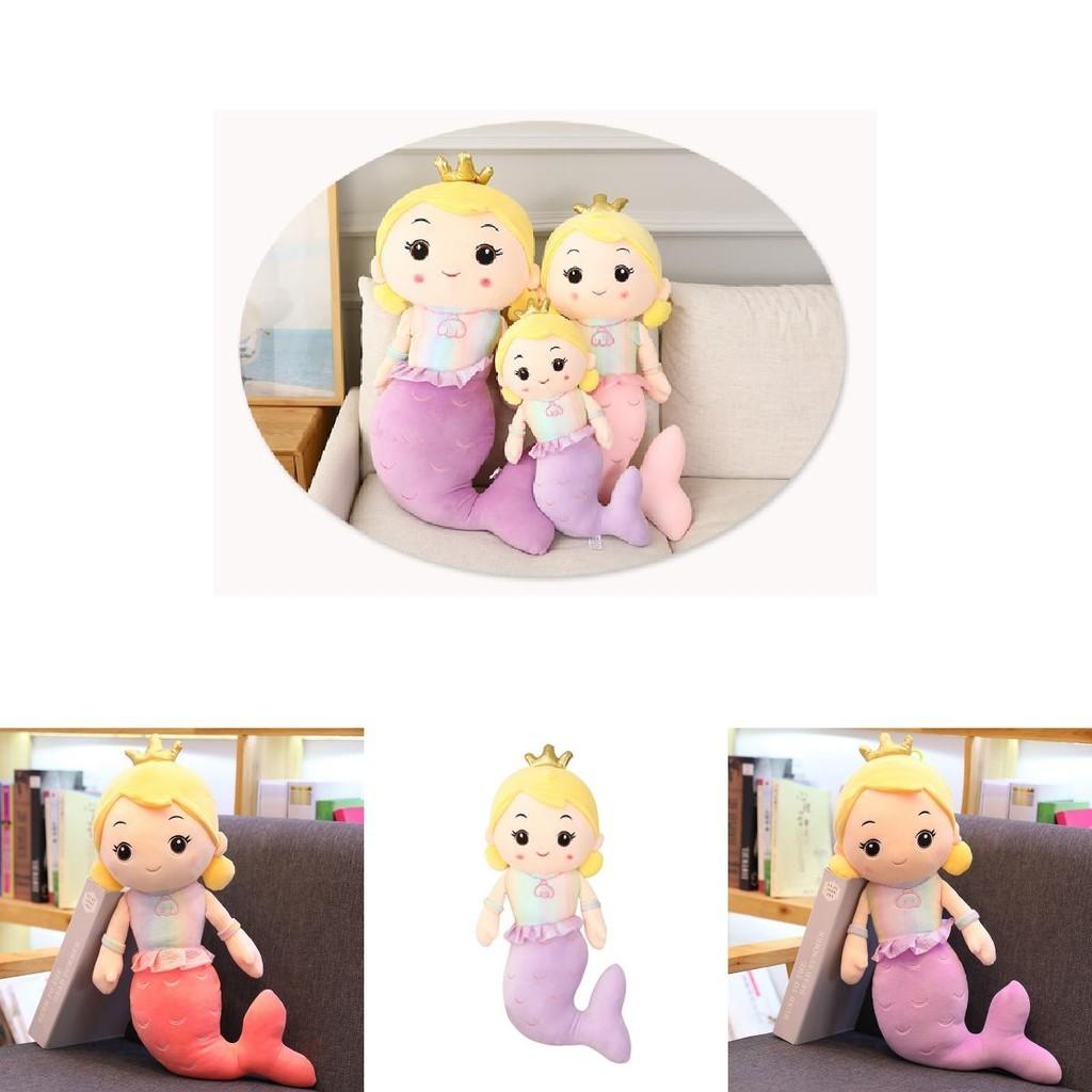 Cute Mermaid Plush Pillow Toy For Girls, Princess Bed Decor, Soft Velvet Stuffed Doll