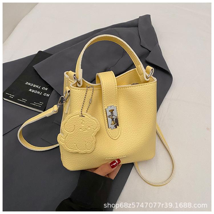 Women's bag 2025 new high-end texture pebbled pattern shoulder crossbody bag versatile casual trendy fashion hand-held bucket bag