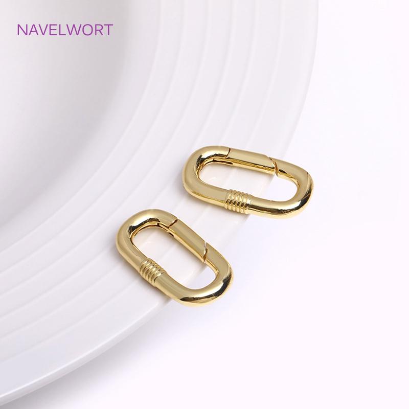 Trendy Gold Plated Brass Heart/Oval Push Clasp Carabiner Spring Clasps For DIY Handmade Jewelry Making Accessories
