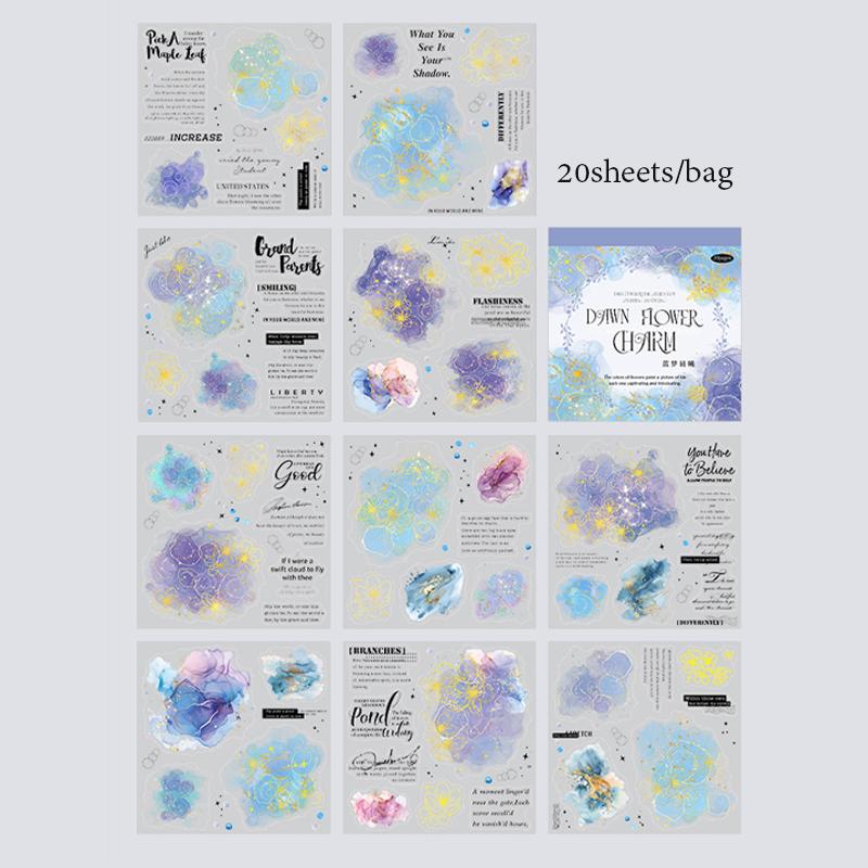 

20 листов/пакет Книга наклеек из горячей фольги для акварельного смешивания для скрапбукинга, DIY, арт-журнала, чехла для телефона, планера, украшения блокнота