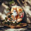 Metal Cat Wall Art Round Wreath Sign Waterproof Home Cafe Decor