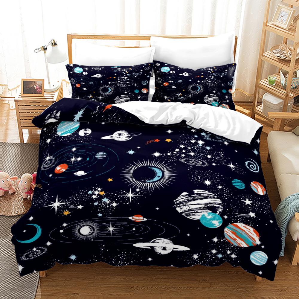Outer Space Bedding Set  For Children Planet Duvet Cover Bed Cover Comforter Bed Quilt Cover High Quality 240*220