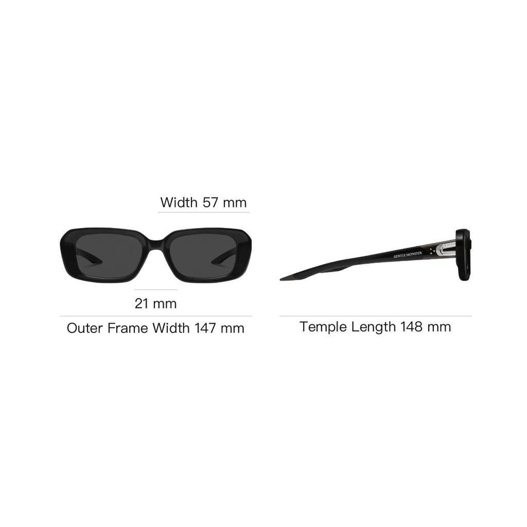 Gentle Monster Logo Engraved Rectangular Sunglasses Men Sunglasses Black MELROSE01