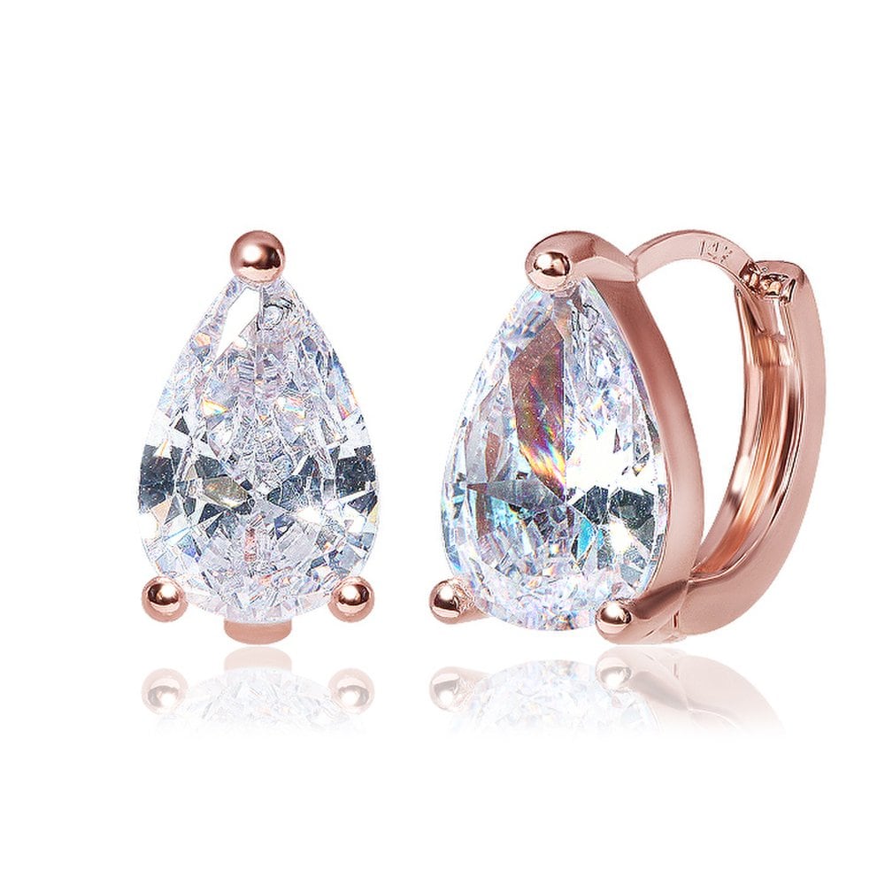[14K Gold Pin] Gold Peony Water Drop One-Touch Ring Earrings Ea2962