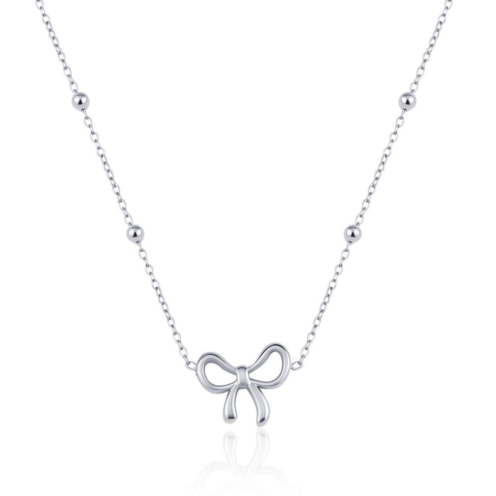 Fashion Trend Women's Bow Stainless Steel Necklace Versatile 18K Clavicle Chain