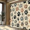 1pc Cartoon Paw Print Polyester Shower Curtain, Woven Fabric with 12 Hooks, Machine Washable, Fashion Animal-Themed Design