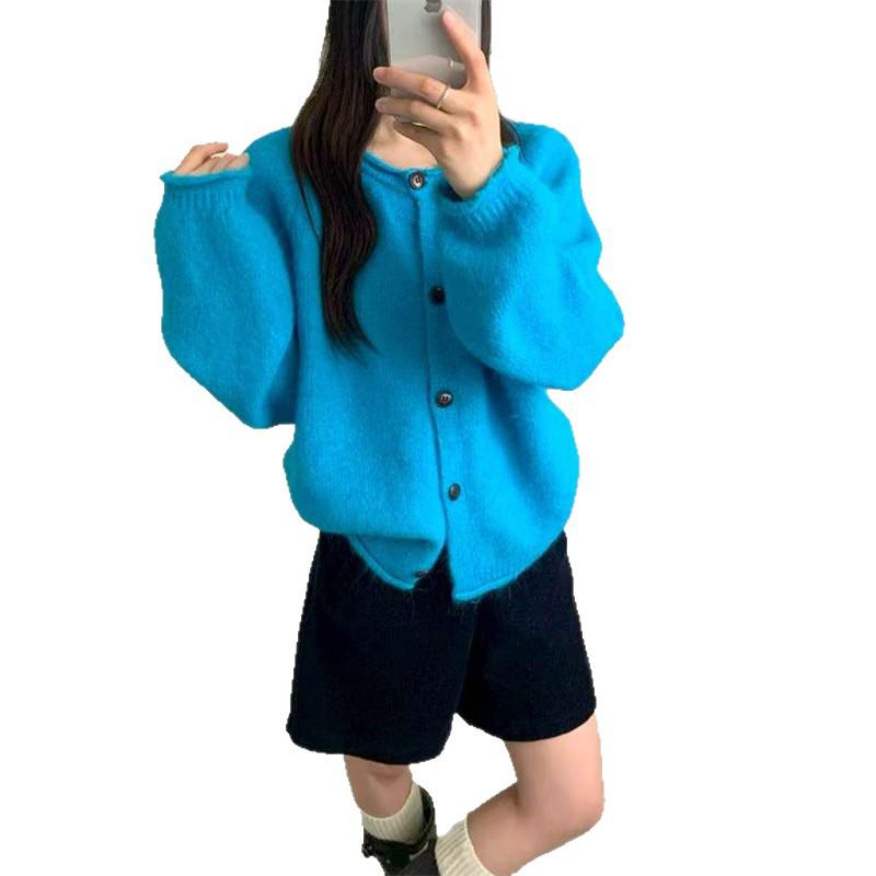 Korean Multi-Color Knit Cardigan for Women - Autumn/Winter, Soft Loose Fit, Single-Breasted Style