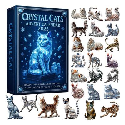 Sahte Kristal Kedi Yılbaşı Takvimi 2025 Koleksiyonluk 2D Akrilik Kedi Kolye Ucu