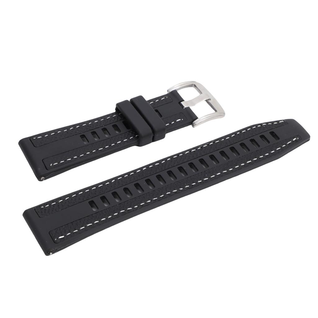Watch Strap Fit for GT3 Smart Watch Water Proof Rubber Band Replacement Lychee Pattern 22mm Black