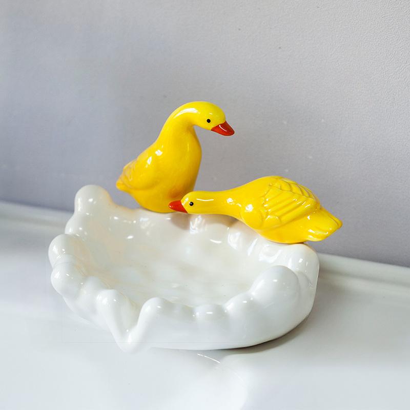 

1шт керамическая мыльница милая утка держатель для мыла в ванной комнате анти-водяная стойка украшение для мытья стола
