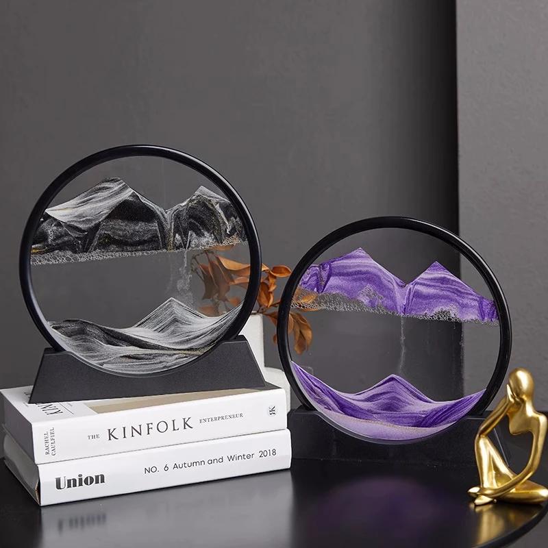 3D-Sandkunstbild aus bewegtem Glas, Sandlandschaft aus der Tiefsee, Sanduhr, Treibsand-Basteln, fließendes Sandgemälde, Büro, Heimdekoration, Geschenk