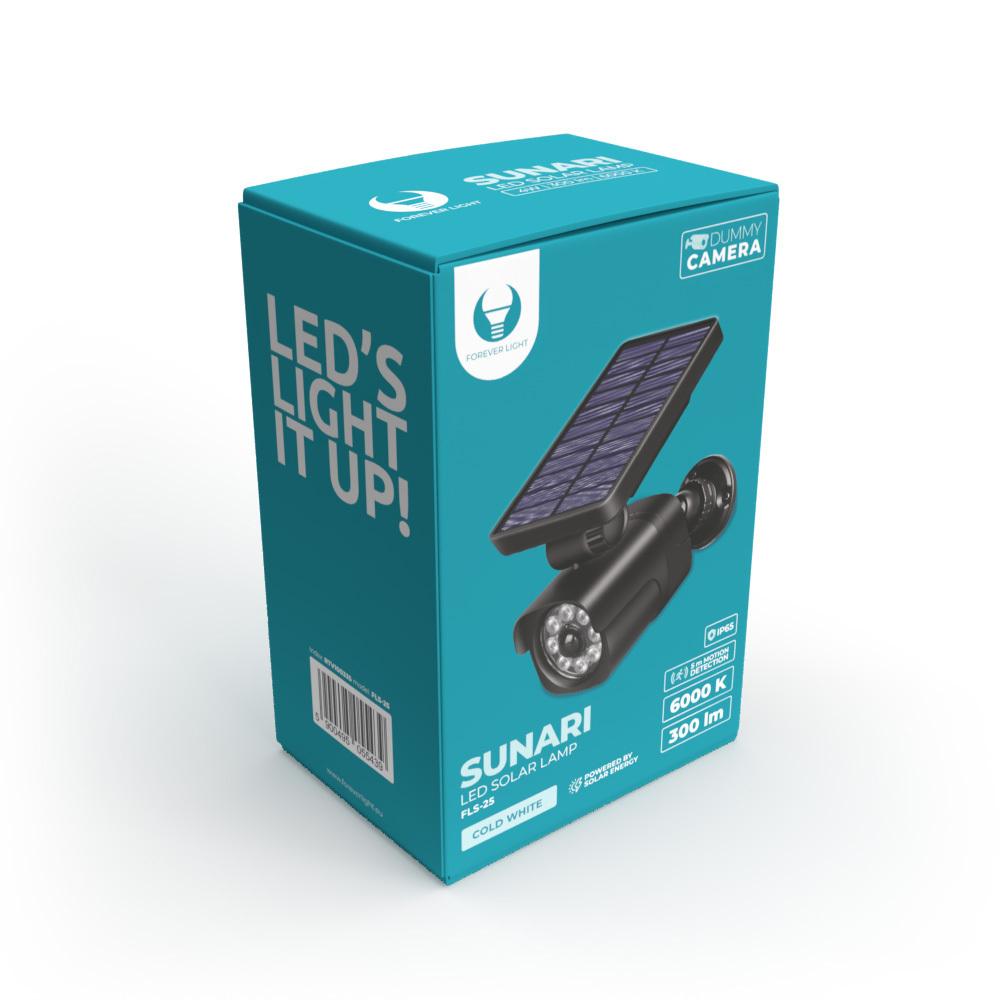 Forever Light Lampa Solarna Led Sunari Fls-25 Smd Pir Z Atrapą Kamery 4W 300Lm 6000K 1500Mah Li-Ion