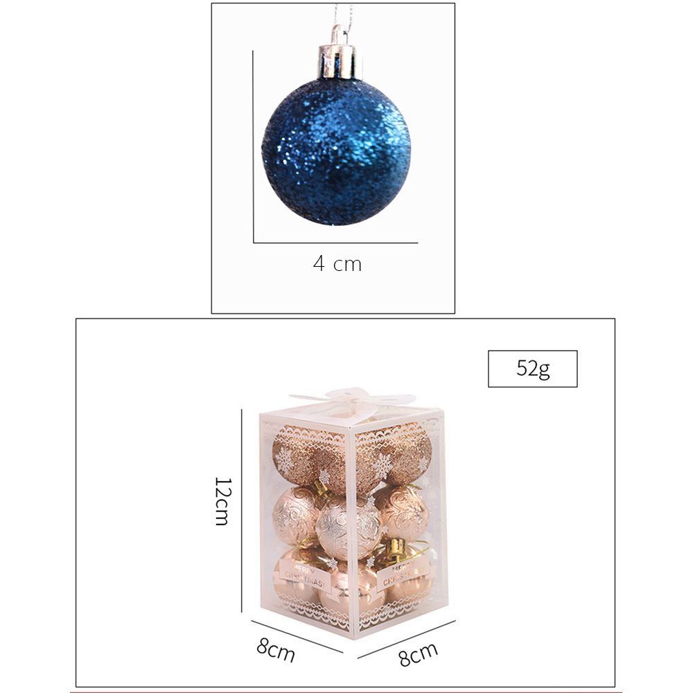 12PCS High-quality Plastic Christmas Ball Set 9 Colors Suspensable Xmas Ornament Ball 4cm Xmas Baubles Scene Supplies