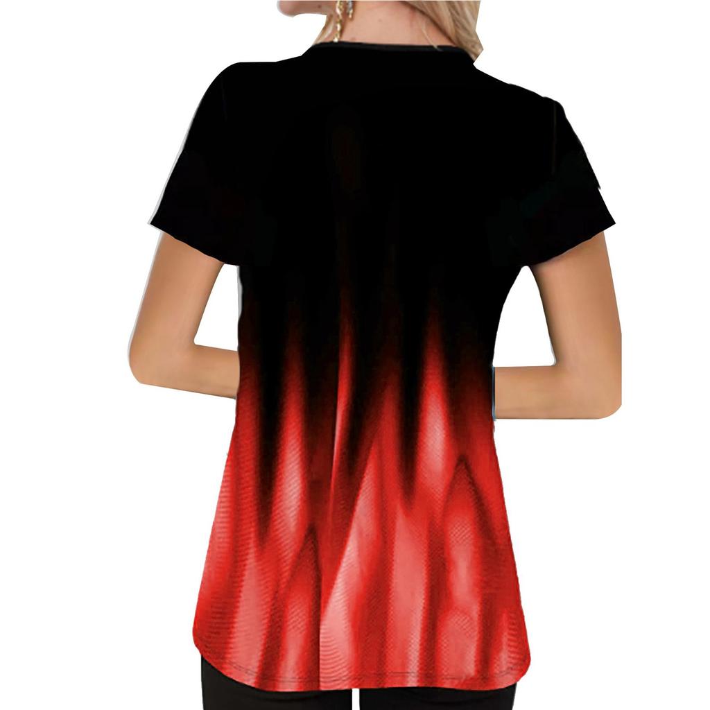 Women's Casual Temperament Pullover V-neck Loose Short-sleeved Blouse