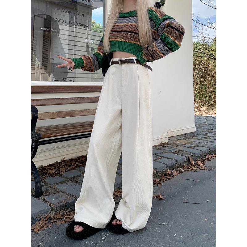 Pantaloni a zampa larga in velluto a coste da donna Autunno Inverno Nuova Moda Eleganti Taglie Forti Larghi Casual Semplici Lunghi Pantaloni Dritti Abbigliamento