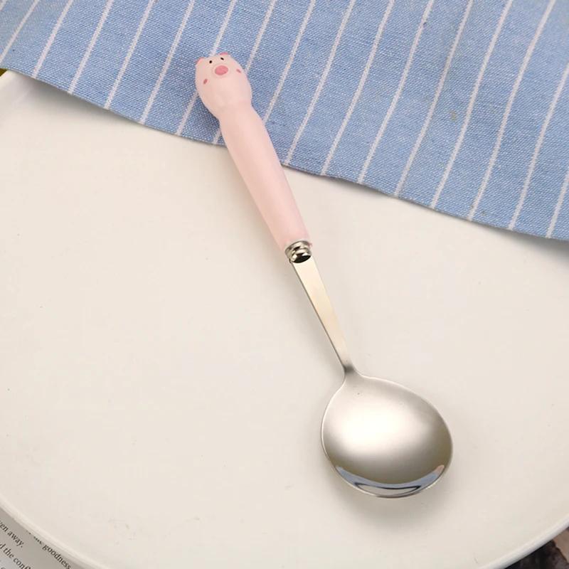 Ins Cartoon Bear Dragon Spoon Fork Chopsticks Cutlery Set for Children Kids School Cute Portable Stainless Steel Tableware