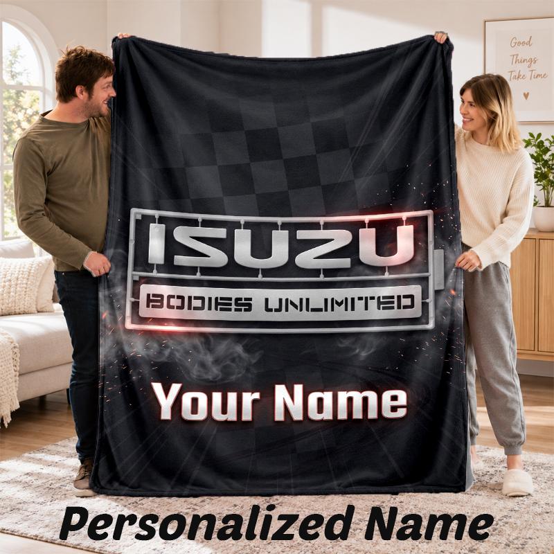Isuzu Personalized Flannel Blanket Custom Name Text Soft Throw Blanket Home Decor