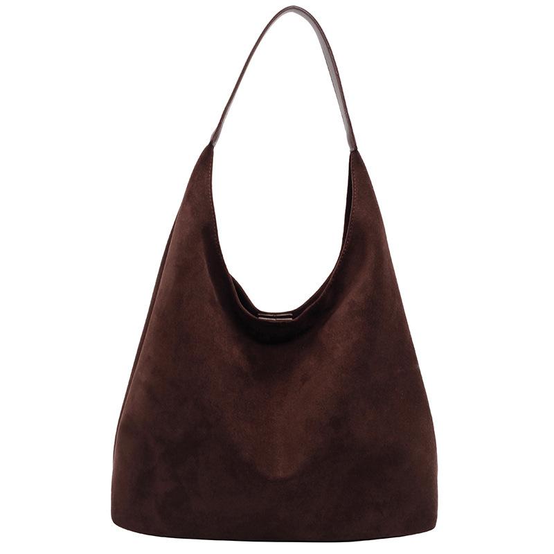 Retro Soft-faced Suede Bread Bag Women's 2025 New Autumn and Winter Popular Large-capacity Shoulder Bag Popular Bucket Bag