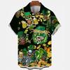 Camisetas Festival de Cerveza Harajuku para Hombre Estampado 3D Manga Corta Verano Estilo Hawaiano Playa Tops de Botón Único Solapa