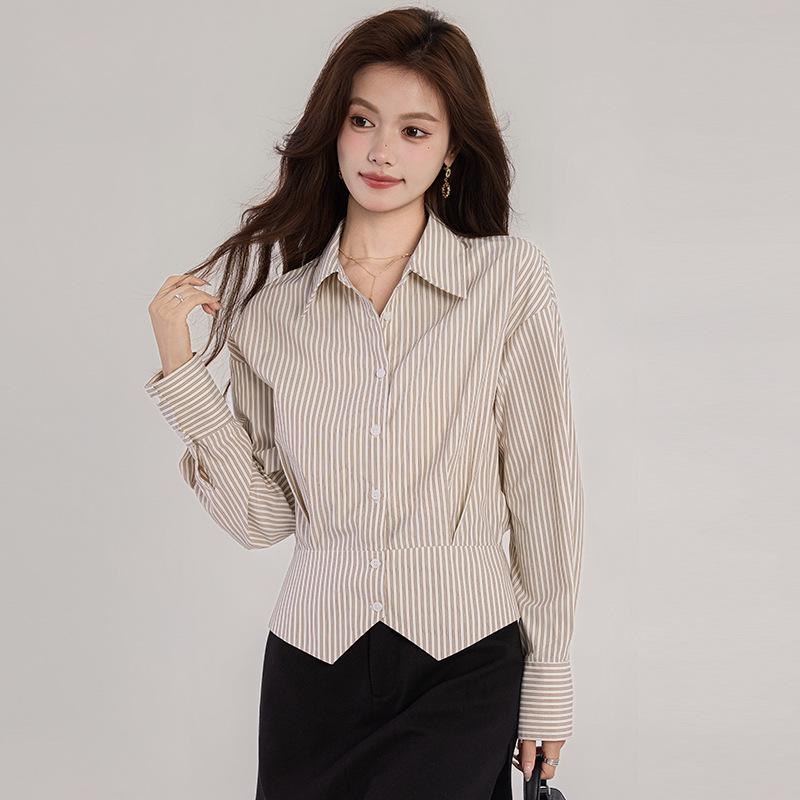 Elegant French Stripe Slimming Blouse - Spring 2026 Professional Women's Top