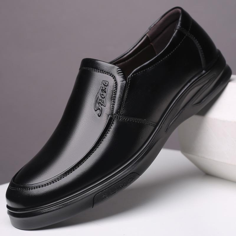 Scarpe Casual Slip-On da Uomo in Vera Pelle 2025 - Suola Morbida, Antiscivolo, Traspiranti per Mezza Età e Anziani