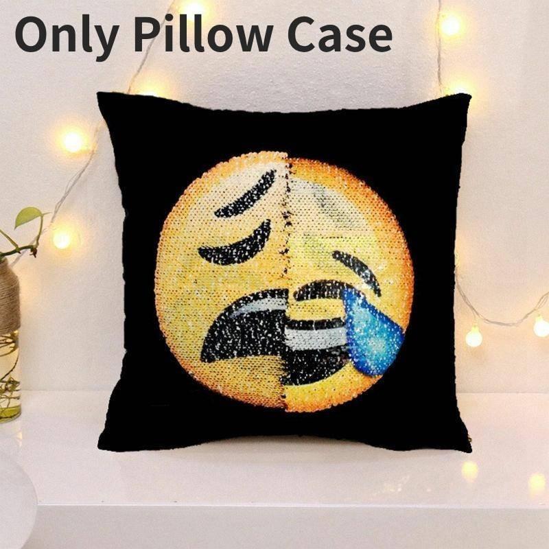 Colorful Double-sided Emoji Mermaid Sequin Pillowcase For Cozy Home Decor