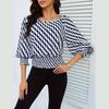 Spring Women's Clothing Lantern Sleeve Top Women Slim Fit Printed T-Shirt