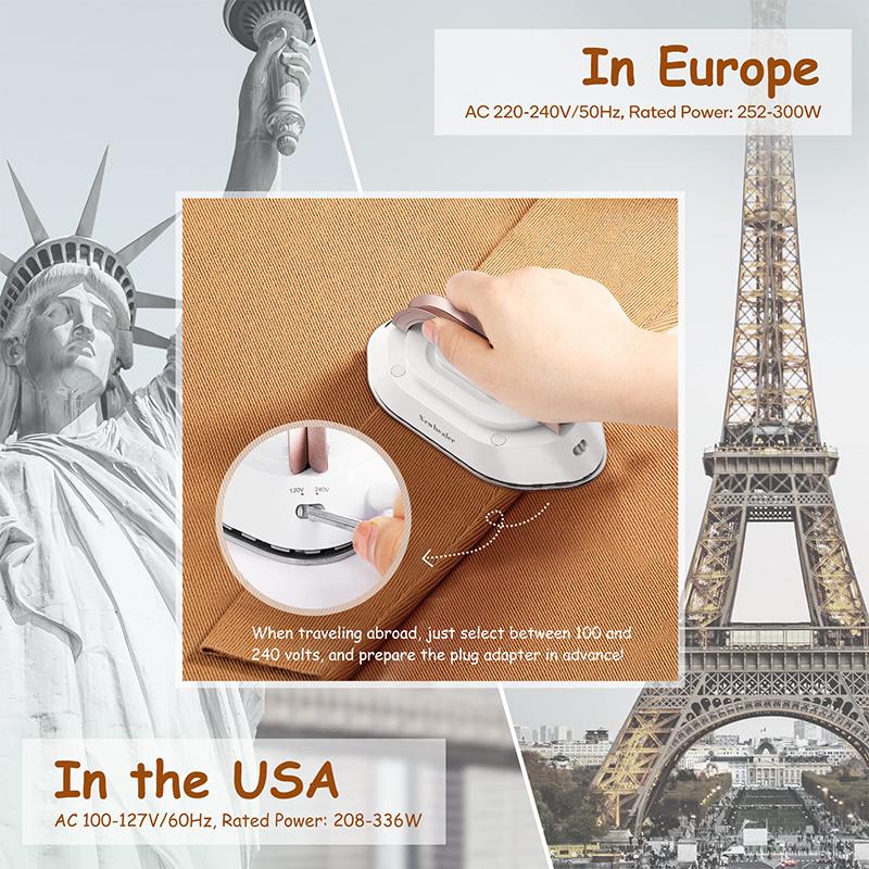 Dual-voltage Non-steam Travel Dry Iron Come with Travel Bag 100-120V / 220-240V, 50/60HZ, 150W
