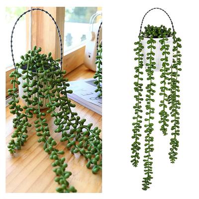 1/4Pcs Artificial Lover Tears Succulents Plant 5 Forks Realistic Home Garden Indoor Outdoor Hanging Green Faux Pearls Senecio Rowleyanus Decoration