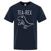 Men Women T-Shirts Tea Rex Funny Dinosaur Drink Coffee T Shirts Fashion Casual TShirt High Quality Streetwear Tops Tee Shirt