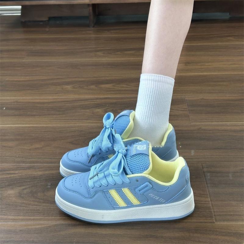 Thick-soled Low-top Blue and Yellow Bread Shoes Couple's Trendy Winter New Breathable and Versatile Casual Sports Shoes