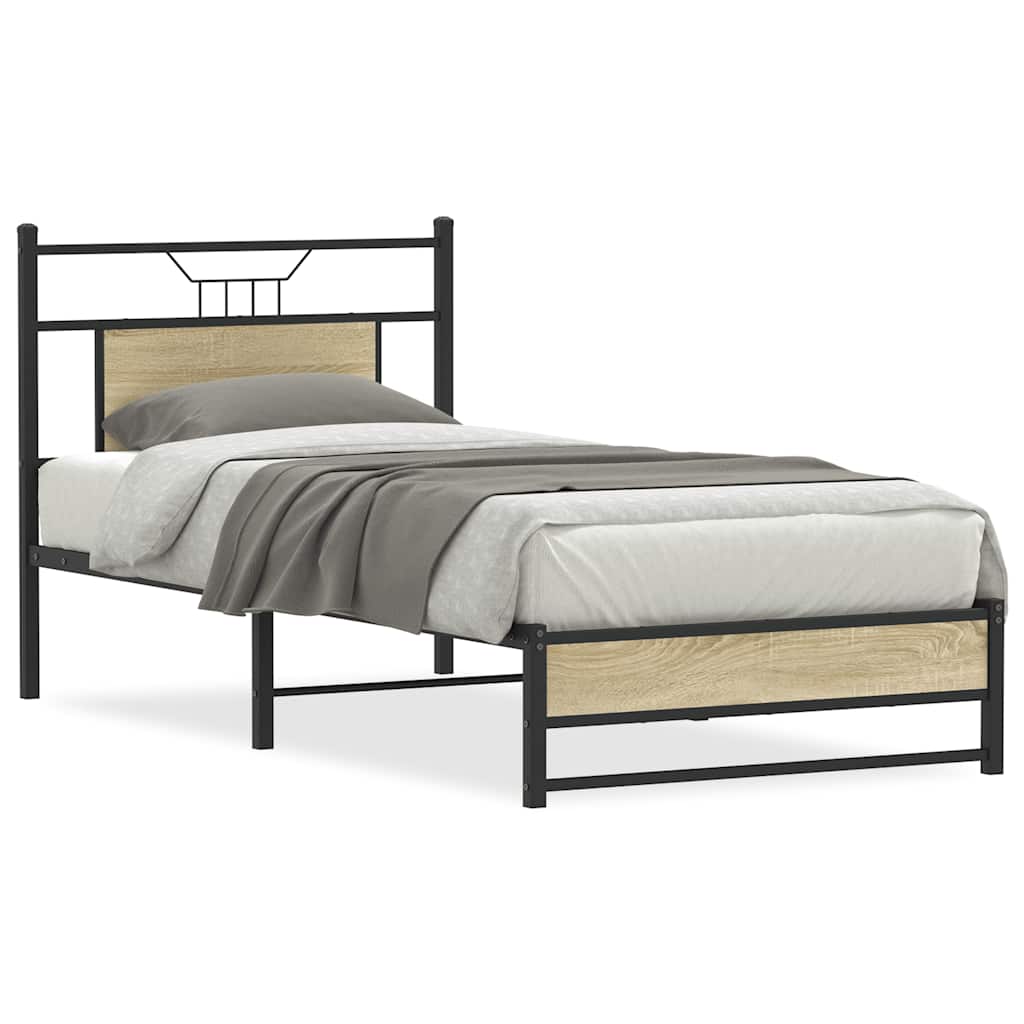 Bed Frame without Mattress Sonoma Oak Finish 80 x 200 cm Wood Based Material