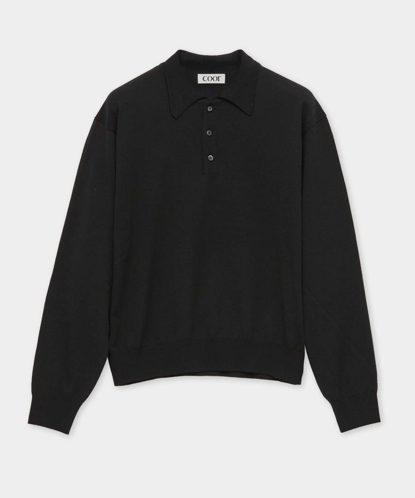 Kueo Extra Fine Merino Wool Collar Knit (Black)