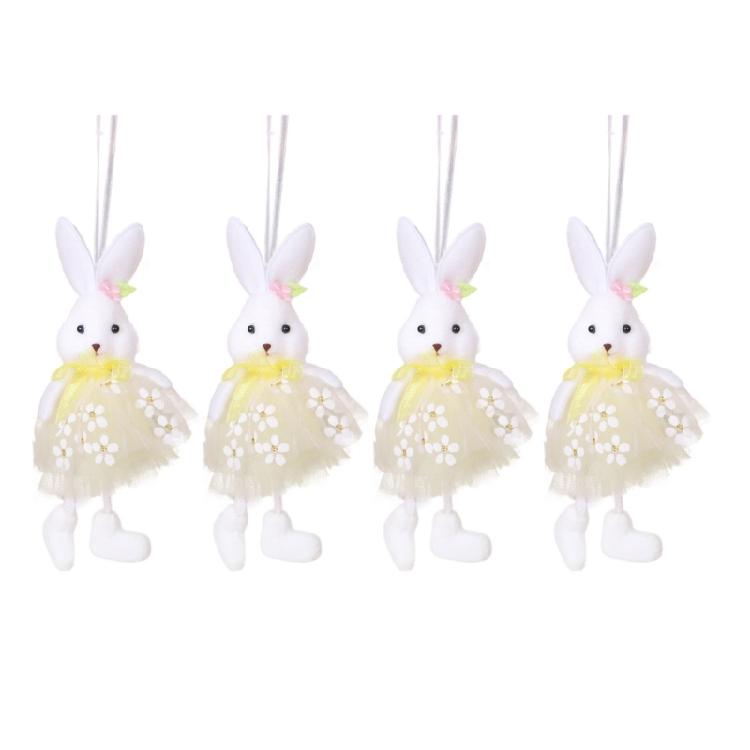 4Pcs Holiday Rabbit Ornaments with Dress Finish for Decorating Holiday Tables Garden and More