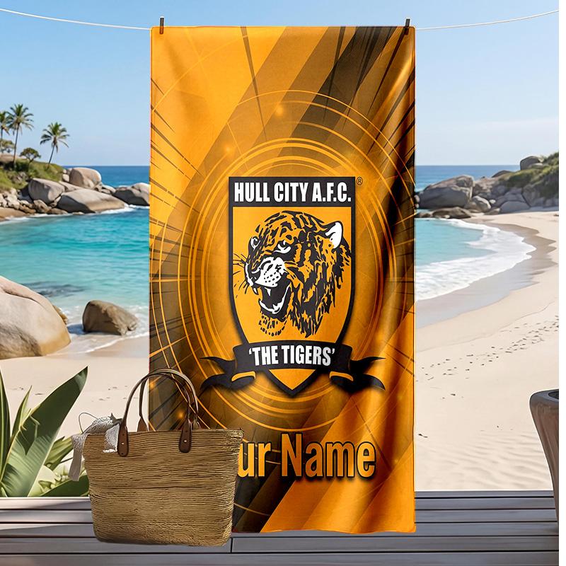 Hull FC Individuelles Strandtuch, Mit Ihrem Namen bedrucken, Leichtes saugfähiges Handtuch für Schwimmen und Reisen