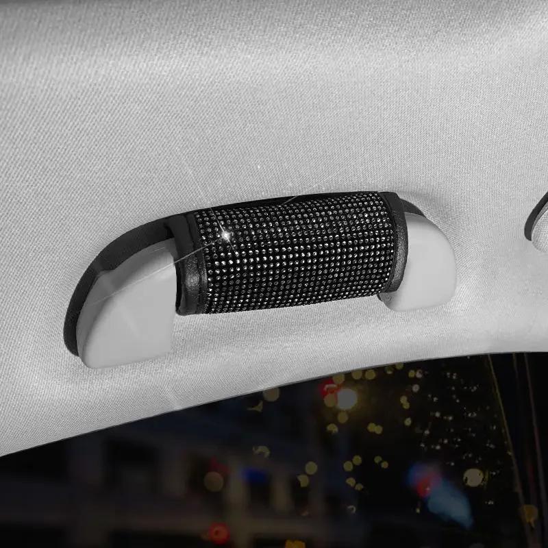 Diamond Crystal Car Interior Door Handle Protector Roof Pull Cover Universal Inner Armrest Panel Pull Decor Car Accessories