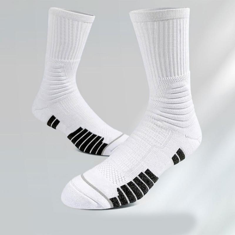 Natural Cotton High Tube Sports Socks Reinforced Heel Toe Antis Odor Daily Workout Basics