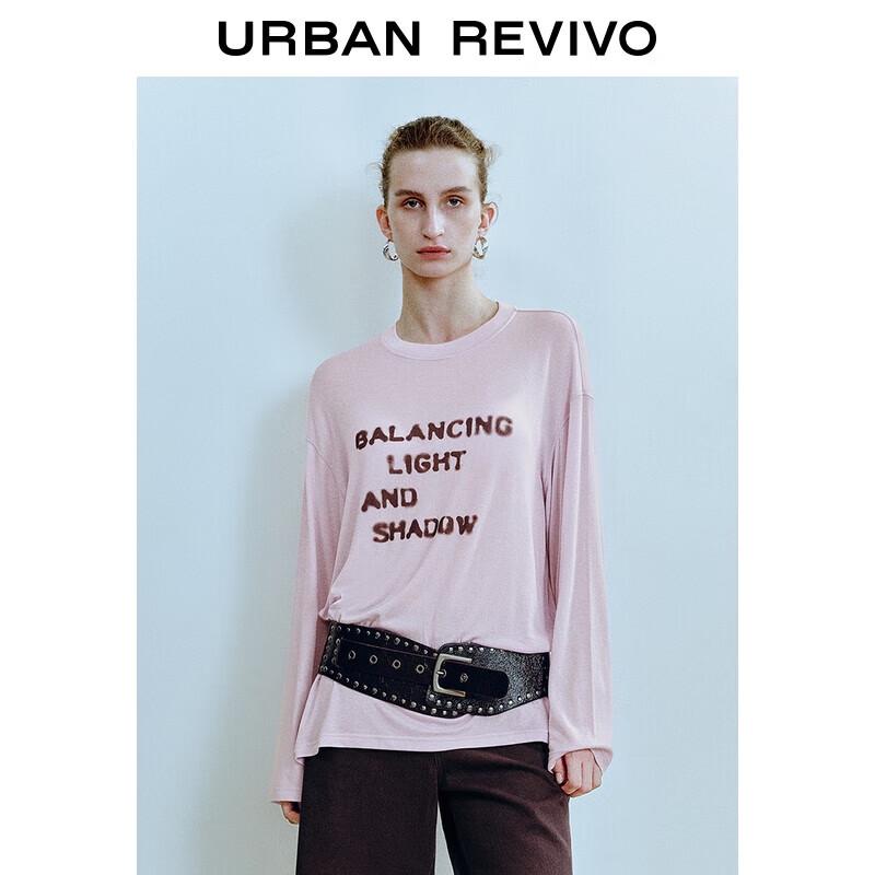 UR 2025 Autumn Women s Letter Print Loose Long Sleeve T-Shirt XL