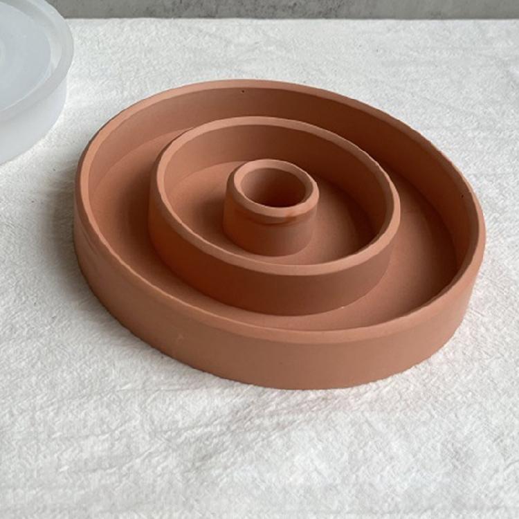 Circle Candlestick Mold Gypsum Plaster Mold for DIY Jewelry Organizer Home Decor