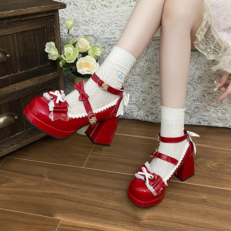 Scarpe Donna Carine alla Moda 2026 Autunno Nuove Scarpe da Donna con Fiocco Tacco Spesso Tacchi Alti Semplici Versatili Scarpe Mary Jane da Donna Zapatos