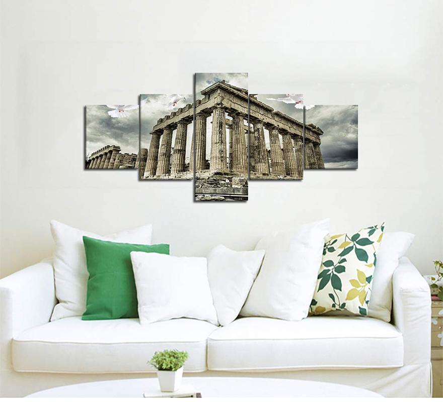 

Храм на Афинском Акрополе, Греция, картина, 5 шт., холст, современная живопись, настенное искусство, домашний декор для гостиной, фотографии HD 20x35cm*2 20x45cm*2 20x55cm*1