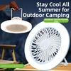 USB Rechargeable Ceiling Fan Light Energy Saving 3 Color Light Modes Camping Fan Light Super Quiet Hooked & Stand Design