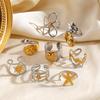 Vintage Gold Silver Color Flower Leaf Rings for Women Stainless Steel Irregular Chain Heart-Shaped Starfish Rings Jewelry Gifts